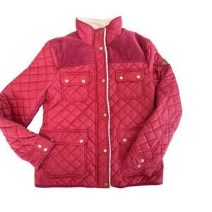 Lauren Ralph Lauren Red Barn Coat Sherpa collar Winter Quilted Puffer Medium zip